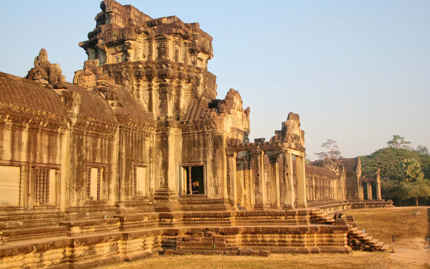 First light on the sandstone of Angkor Wat